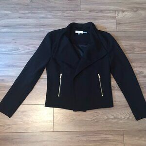 Calvin Klein Moto Style Jacket Size Small S Ribbed Fabric Gold Tone Hardware